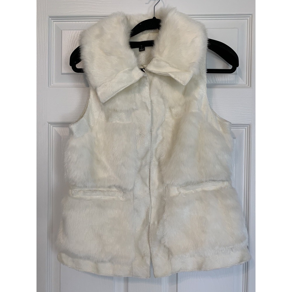 R L Z Faux Fur Vest Size Small Ivory
